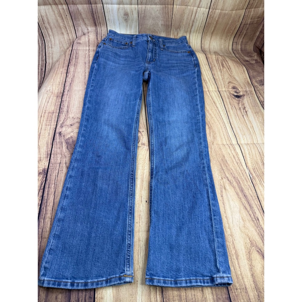 J.Crew Mid-Rise Flare Crop Jeans Size 24 Medium Wash Denim Blue Fair Trade